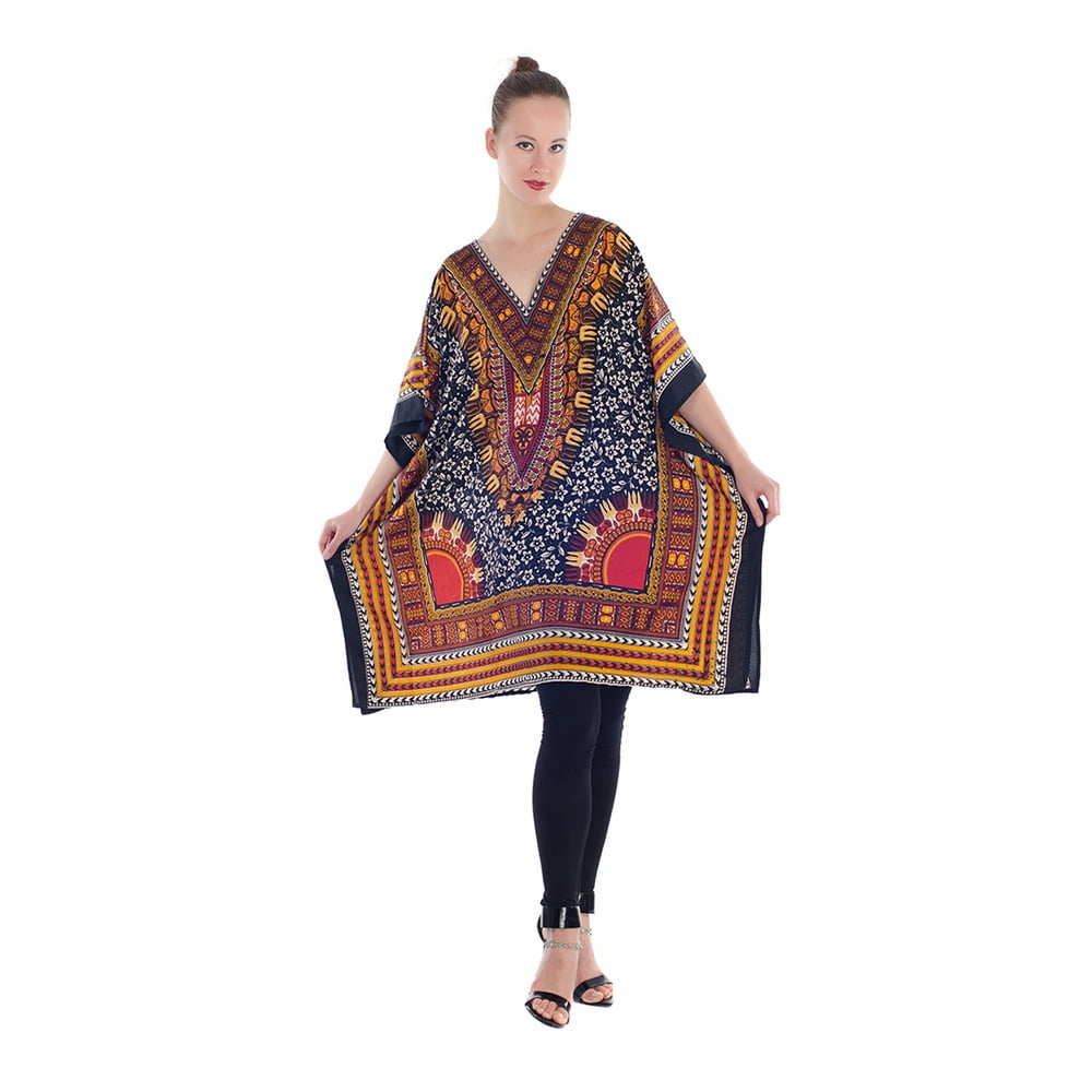 Goood Times - Multicolor Women's Tunic Short Plus Size Kaftan Dresses ...