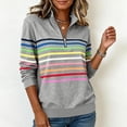 thumbnail image 6 of Zxlsdmn Women's 1/4 Zip Sweatshirt Comfy Stand Collar Pullover Tops Fashion Striped Long Sleeve Sweatshirts Lightweight Fall Winter Going Out Clothes Gray S, 6 of 7