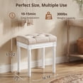 thumbnail image 3 of Dycanpo 16" Vintage Vanity Stool, Button Tufted Upholstered, Solid Wood Legs, Linen White, 3 of 8