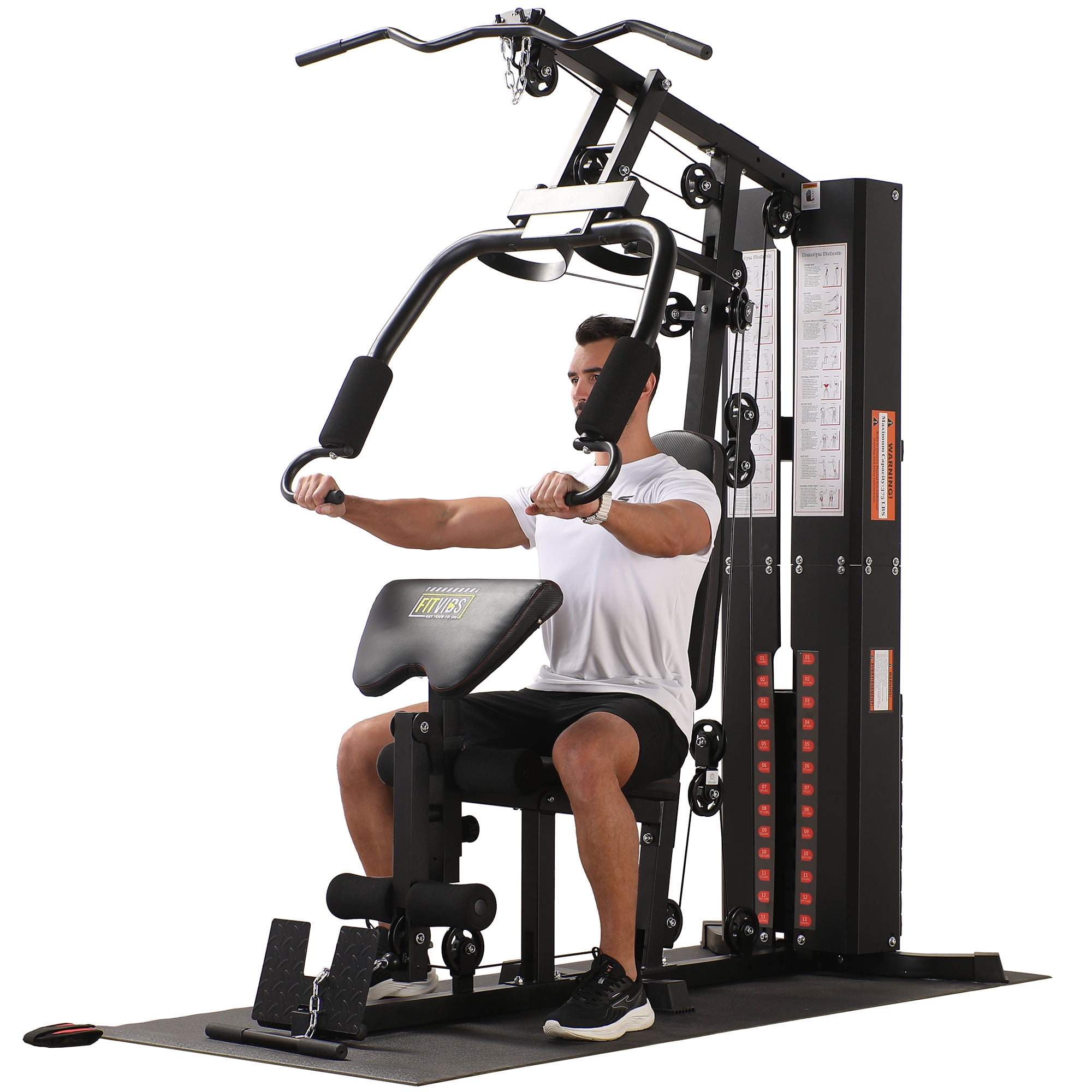 BalanceFrom Multifunctional Home Gym Workout Station with Floor Mat & 160 lb. Weight Stack