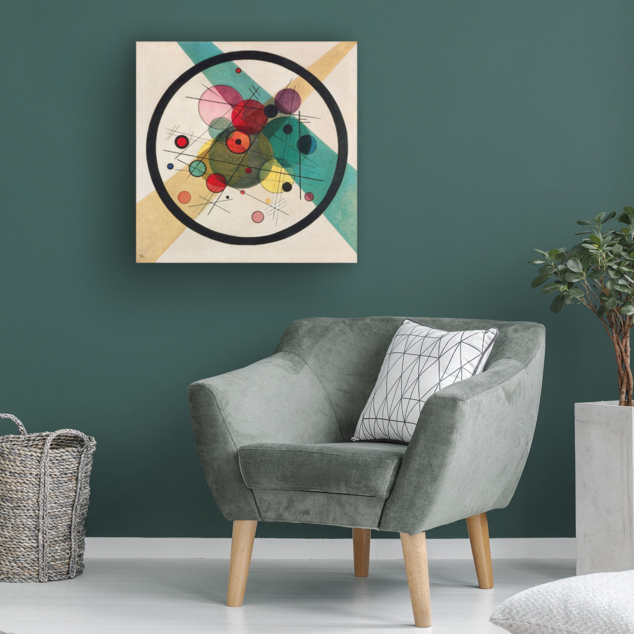Canvas Wall Art - Vintage Apple Collection 'Wassily Kandinsky Circles in a Circle' Wall Art for Living Room, Bedroom, or Office Décor by Trademark Fine Art - 24 x 24 Inches