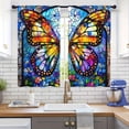 thumbnail image 2 of WNOOHIY Vibrant Stained Glass Butterfly & Floral Light-filtering Curtains for Bedroom Living Room, Home Decor,Set of 2 Panels, 2 of 8
