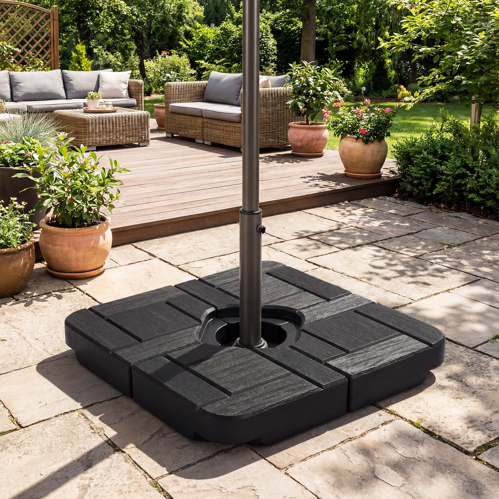 Gymax 4-Piece 188 LBS Heavy Duty Cantilever Offset Patio Umbrella Base Water Filled