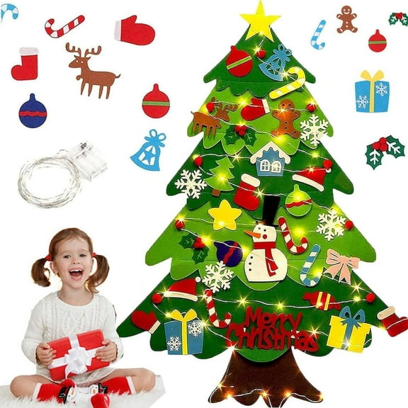 Taplcvy-Montessori Felt Christmas Tree for Toddlers and Kids With Lights - Oversized (1PCS)