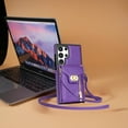 thumbnail image 2 of Crossbody Strap for Samsung Galaxy S23 Ultra Wallet Case with Card Holder, Flip PU Leather for Samsung Galaxy S23 Ultra Case Stand Zipper Purse Protective Phone Case for Women Girls - Purple, 2 of 7
