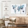thumbnail image 4 of Elephant Stock World Map Blue Wall Art - Horizontal Multi Panel Canvas - Living Room Wall Decor - Map Multi Panel - Blue And White Decor By Urban Epiphany - 23" x 14", 4 of 4