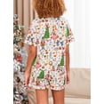 thumbnail image 6 of Christmas Pajama Set for Women Short Sleeve Tops + Elastic Waist Shorts Pjs Loungewear Set Holiday Sleepwear, 6 of 6