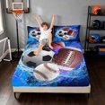 thumbnail image 3 of Manfei Cartoon Football Bed Sheets, Basketball Soccer Sport Full Size Sheets, Darkblue Brightblue Brown 4 Pieces(1 Flat Sheet, 1 Fitted Sheet and 2 Pillowcases), 3 of 6