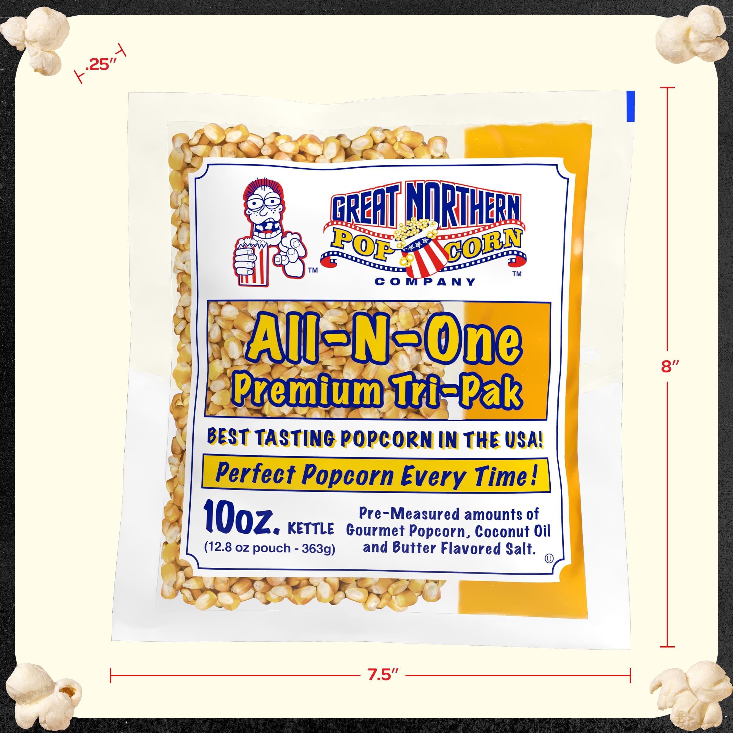 All-in-One 10oz Popcorn Kernel Packs, 24 Case