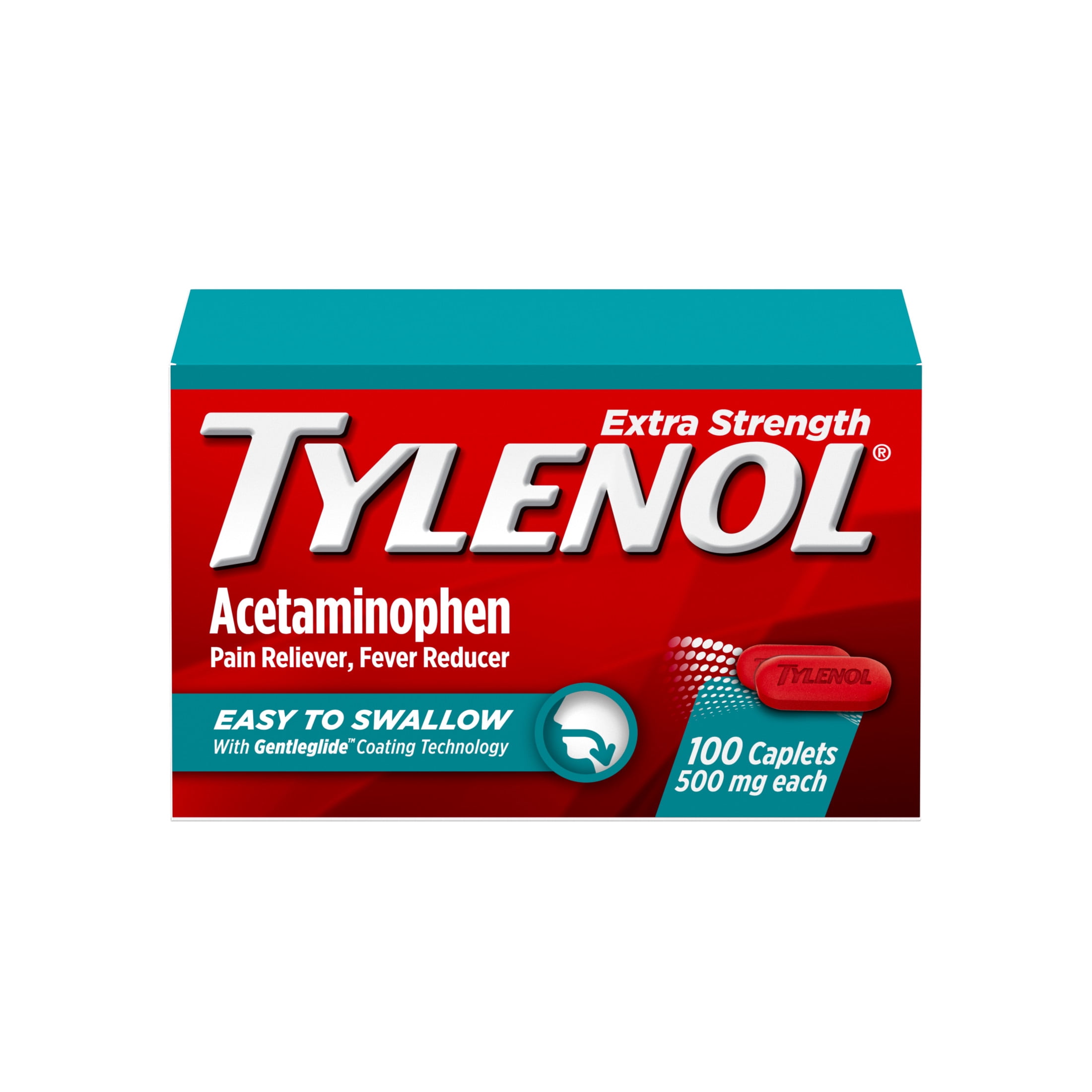 (3 pack) Tylenol Extra Strength Acetaminophen, Easy to Swallow Caplets, 100 Count