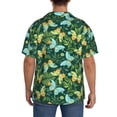 thumbnail image 3 of Balery tropical butterflies and plants Pattern Men's Casual Button Down Shirt Short Sleeve Textured Summer Cuban Beach Shirts-3X-Large, 3 of 5