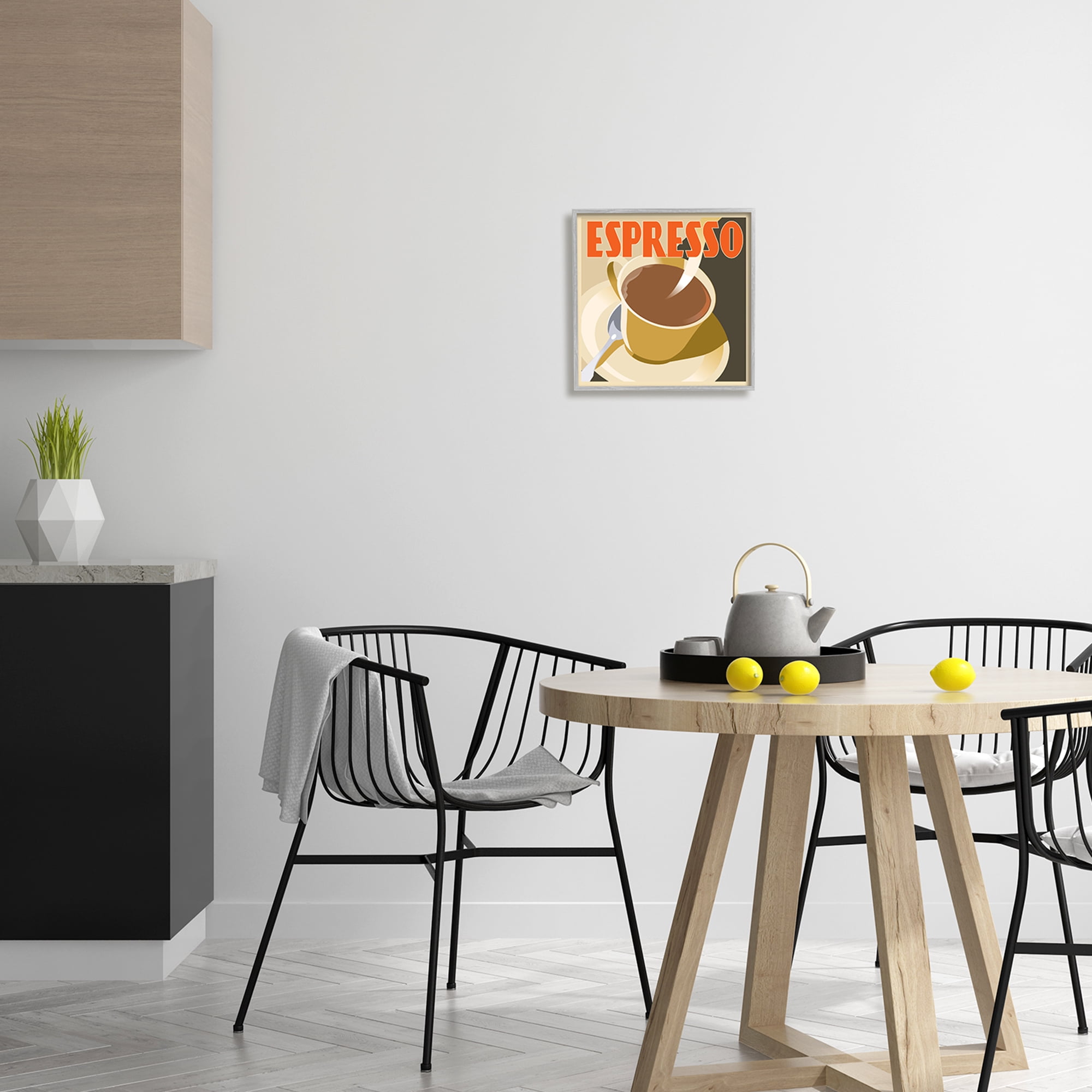 Stupell Industries Vintage Espresso Drink Food & Beverage Painting Gray Framed Art Print Wall Art, 12 x 12