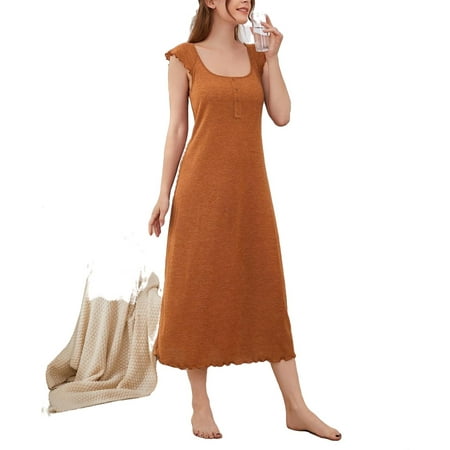 

Cute Scoop Neck Sleepshirts Sleeveless Brown Womens Nightgowns & Sleepshirts (Women s)
