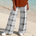 thumbnail image 5 of Maplenight Plaid Wide Leg Pants for Women Elastic Waist Long Trousers with Pockets Loose Casual Lounge Pants, 5 of 5