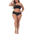 thumbnail image 2 of Agnes Orinda Women's Plus Size Valentines Day 2 Piece Bandeau Bikini Velvet Leopard Swimsuit High Waisted Bathing Suits 3X Black, 2 of 6