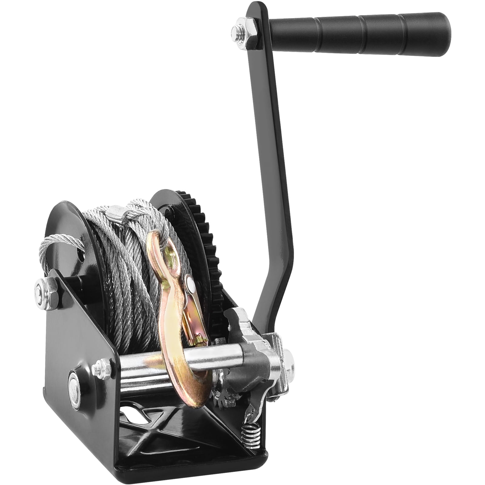 KFFKFF Hand Winch Heavy Duty Hand Crank 800 lbs 33 ft Steel Cable for Boat/ATV