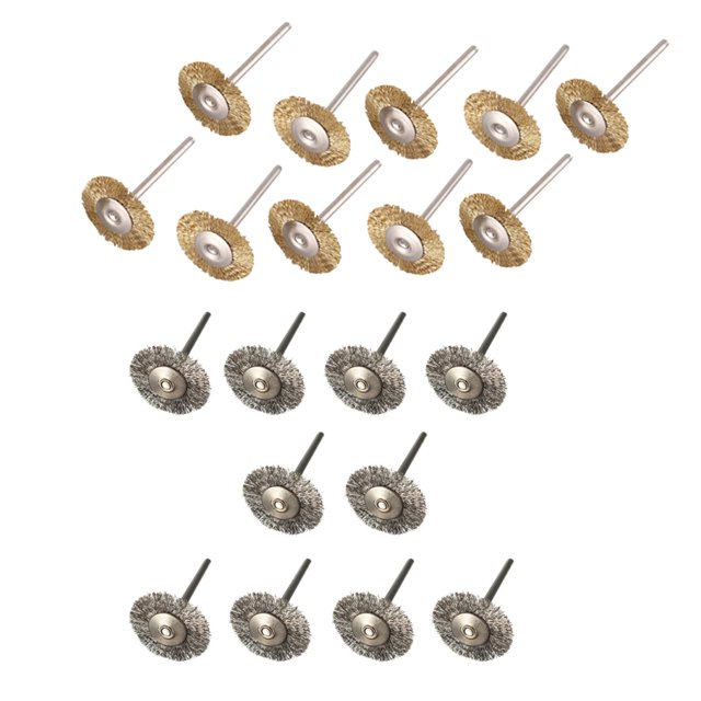 20 Pcs Brosses à Fil Brosse à Disque Brosse Ronde Diamètre 25Mm pour - 10 Pcs Acier Inoxydable & 10 Pcs Laiton