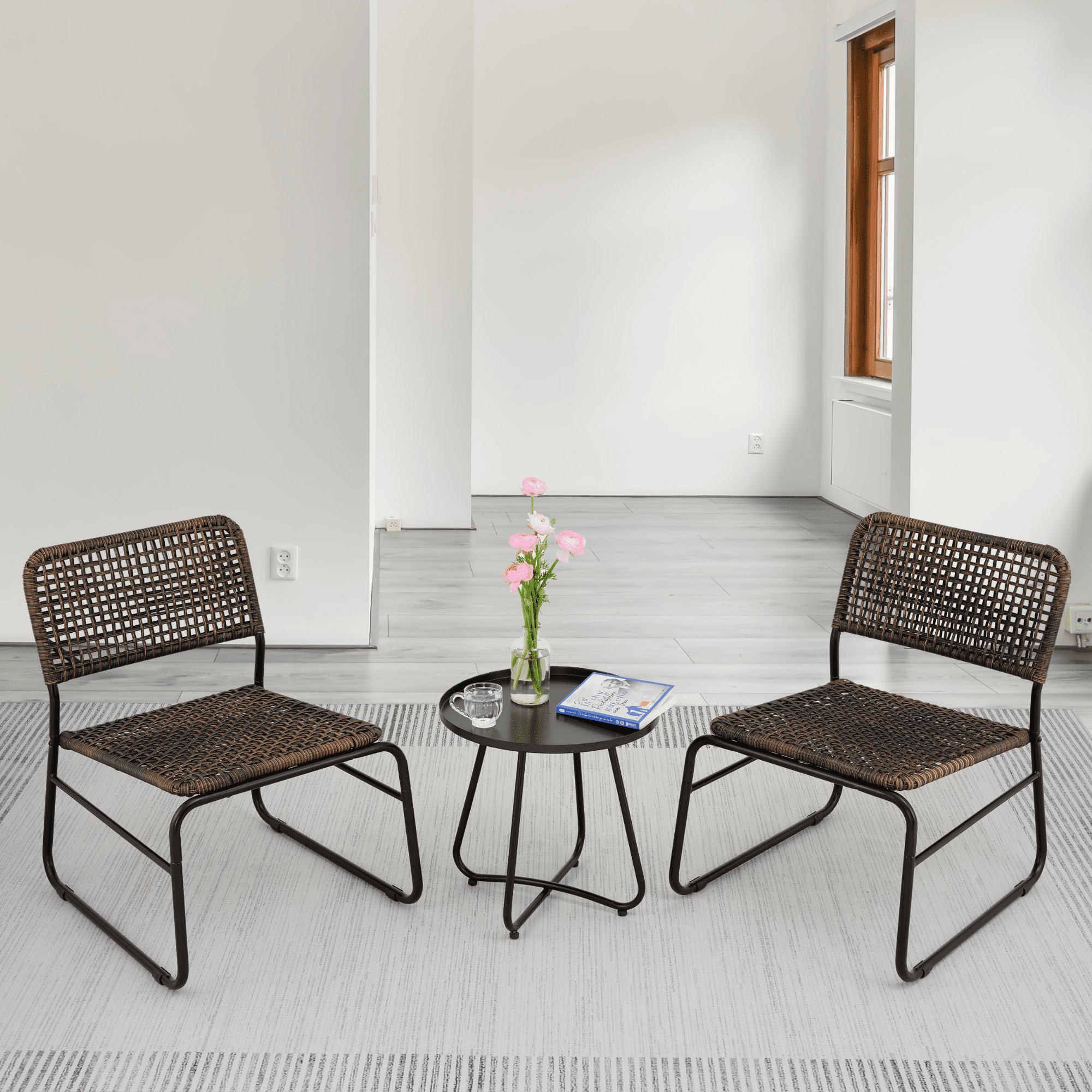 Aimee Lii Patio Furniture Set for Outdoor Balcony Porch Garden Backyard Lawn, 3 Piece Mixture Pattern PE Rattan Steel Frame And Modern Round Table, Brown Aimee Lii Patio Furniture Set for Outdoor Balcony Porch Garden Backyard Lawn, 3 Piece Mixture Pattern PE Rattan Steel Frame And Modern Round Table, Brown