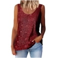 thumbnail image 2 of Tank Tops for Women BWASD Casual Round Neck Sleveless Sparkly Sequin Glitter Crop Vest Top Lightweight Fashion Summer Shirt for Party Going Out Outfits Wine S-XXL, 2 of 7
