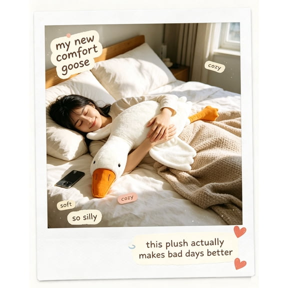 51.2in Multi-Size Extra Soft Goose/Duck/Swan Plush Pillow Toys - Round Belly Cuddle Companions, Safe Nursery Decor & Sensory Comfort Toys, for Age3 , Teens, Girlfriends & Friends, Gift Choice, 1pc