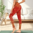 thumbnail image 3 of Renewold Snowflake Red Gold Yoga Leggings for Women Yoga Pants with Pockets Athletic Tights Soft Basic Pants Casual Active Yoga Leggings for Workout Sports Disco Party, S, 3 of 8