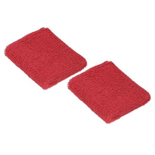 Unique Bargains Bracelets de Sport 8x8cm en Éponge Absorbante, Rouge 2 Pack