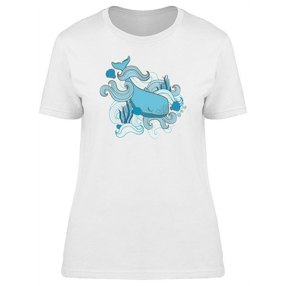 Cute Boho Whale Cartoon T-Shirt Women -Image by Shutterstock, Female Large