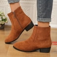 thumbnail image 6 of Mostsola Ankle Boots for Women Low Chunky Stacked Heel Booties with Side Zipper Suede Wide Calf Boot, 6 of 7
