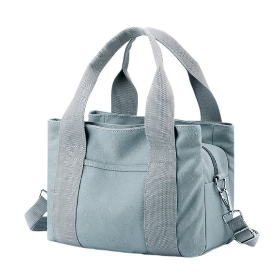 PINQI Ladies Shoulder Bag Large Capacity Canvas Bag Casual Handbag Bag Work Class Handbag Women's Retro Casual Handbags Work Tote Bag (Light Blue,One Size)