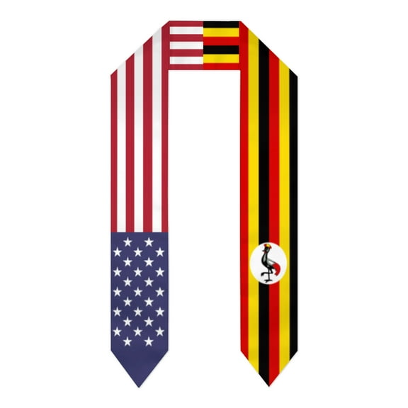 Uganda & USA United States Flag Shawl Sash Stole Graduation Shawls Wraps Scraf For International Study