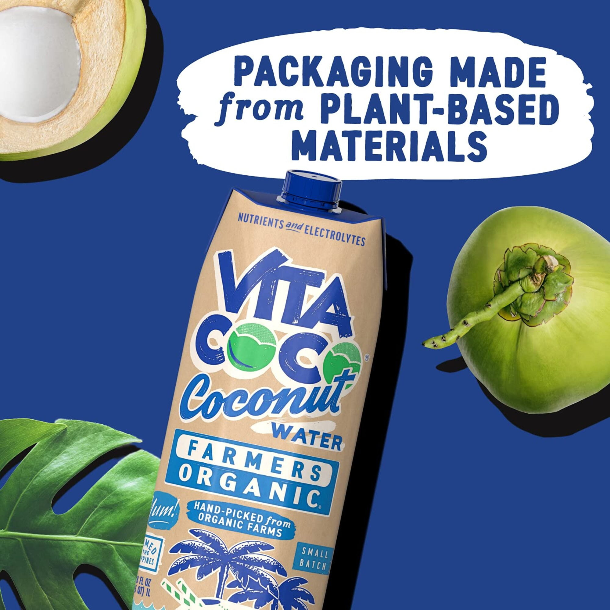 (3 pack) Vita Coco Farmers Organic Coconut Water, Nutrients and Electrolytes Rich, 33.8 fl oz
