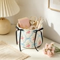 thumbnail image 4 of Hyknon Quilted Storage Basket, Cute Dots Cherry Roses Heart Prints Decorative Storage Boxs with Bow, Boho Car Organizer Bin, Round /Square Makeup Storage Basket for Women Bedroom Vanity Closet Home, 4 of 7