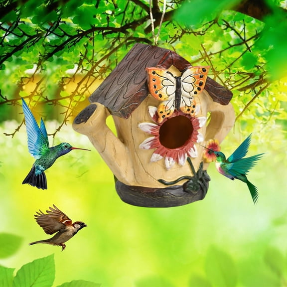 HongHeng Bird Houses for Outside, Resin Birdhouse, Bird Nest, Birdhouses for Outdoors, Resin Bird Box, Bluebird House for Outside, Bird Gifts for Bird Lovers