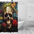 thumbnail image 2 of Rateoe Butterfly Flower Plant Skull Shower Curtain - Fancy Bathroom Shower Curtain Sets - Waterproof Shower Curtain with Hooks with 12 Plastic Hooks 72x72 Inches, 2 of 5