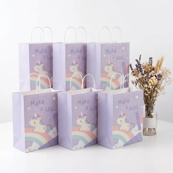 Unique Bargains 6Pcs Multi-Purpose Sturdy Treat Gift Bags Purple 5.9" x 3.1" x 8.3"