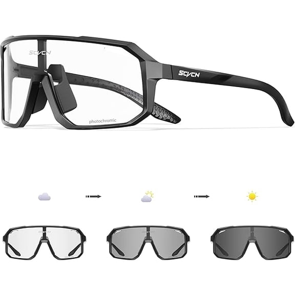 LYH Photochromic Cycling Glasses Sport Sunglasses Clear MTB BMX Men Women Running Driving S62