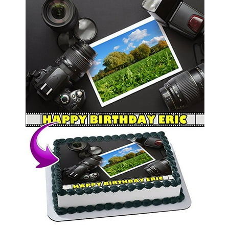 Photography DSLR Camera Edible Cake Topper Personalized 1/2 Size Sheet Decoration Party Birthday Sugar Frosting Transfer Fondant (Best Dslr For Food Photography)