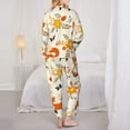 thumbnail image 6 of Goofa Flower Fox Printed Women’s 2 Piece Pajama Set Super,Pajamas Women's Long Sleeve Sleepwear Soft Button Down Loungewear Pjs Lounge Set Nightwear-, 6 of 9