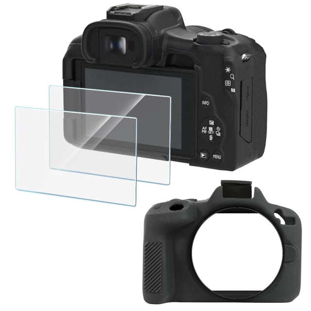 Protector de pantalla y funda de silicona para cámara Canon EOS R50