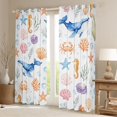 thumbnail image 2 of Manfei Cartoon Sealife Kitchen Curtains, Ocean Seashell Coral Black Out Curtains Pack of 2 (42x63 Each), White Orange, 2 of 6