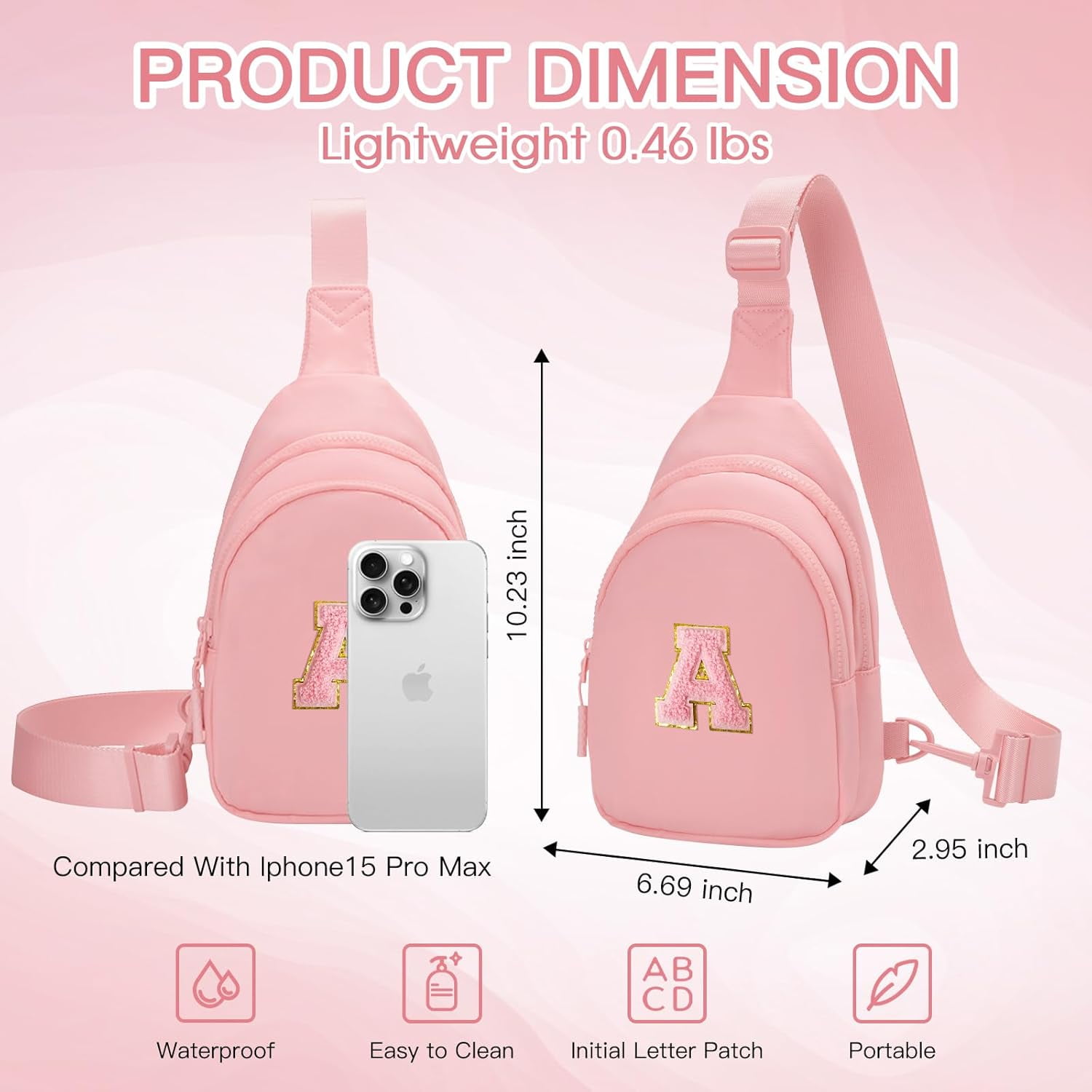 Small Initial Sling Bag for Girls & Women - Cute Crossbody Fanny Pack Birthday Gifts for 7 8 9 10 11 12 13 Year Old Girls