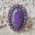 thumbnail image 3 of Handcrafted Charoite And Amethyst Statement Ring. made In 925 Sterling Silver. Boho Ring, Two Stone Ring, Boho Jewelry, Gift For Her,....., 3 of 4
