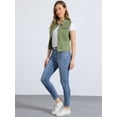 thumbnail image 3 of DARING DIVA Women's Denim Sleeveless Flap Pockets Vest Jacket S Pea Green, 3 of 5