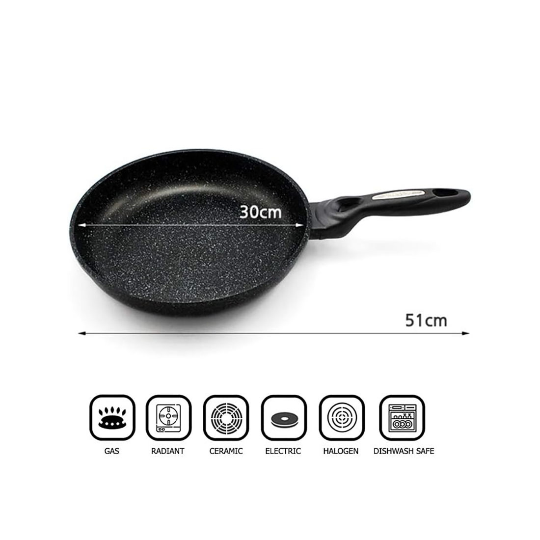 Dream Chef Marble Coated Cast Aluminum Non Stick Frying Pan (30cm / 12 Inch)