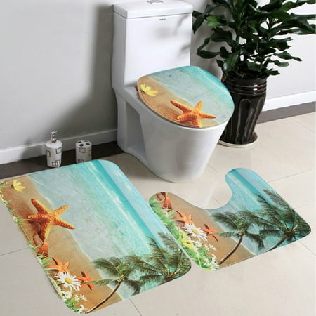 Bathroom Carpet Runners Bathroom Set Pedestal Rug + Lid Toilet Cover + Non-slip Bath Mat Doormat Carpet Multi-style 3Pcs Rug or Runner Set for Kitchen Home Decor ()