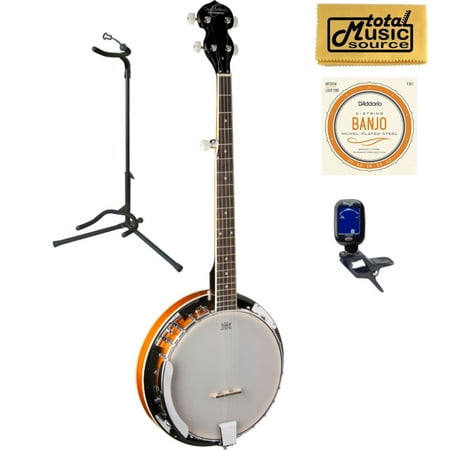 Oscar Schmidt OB4 5-string Banjo, Gloss Finish TMS Stand Bundle