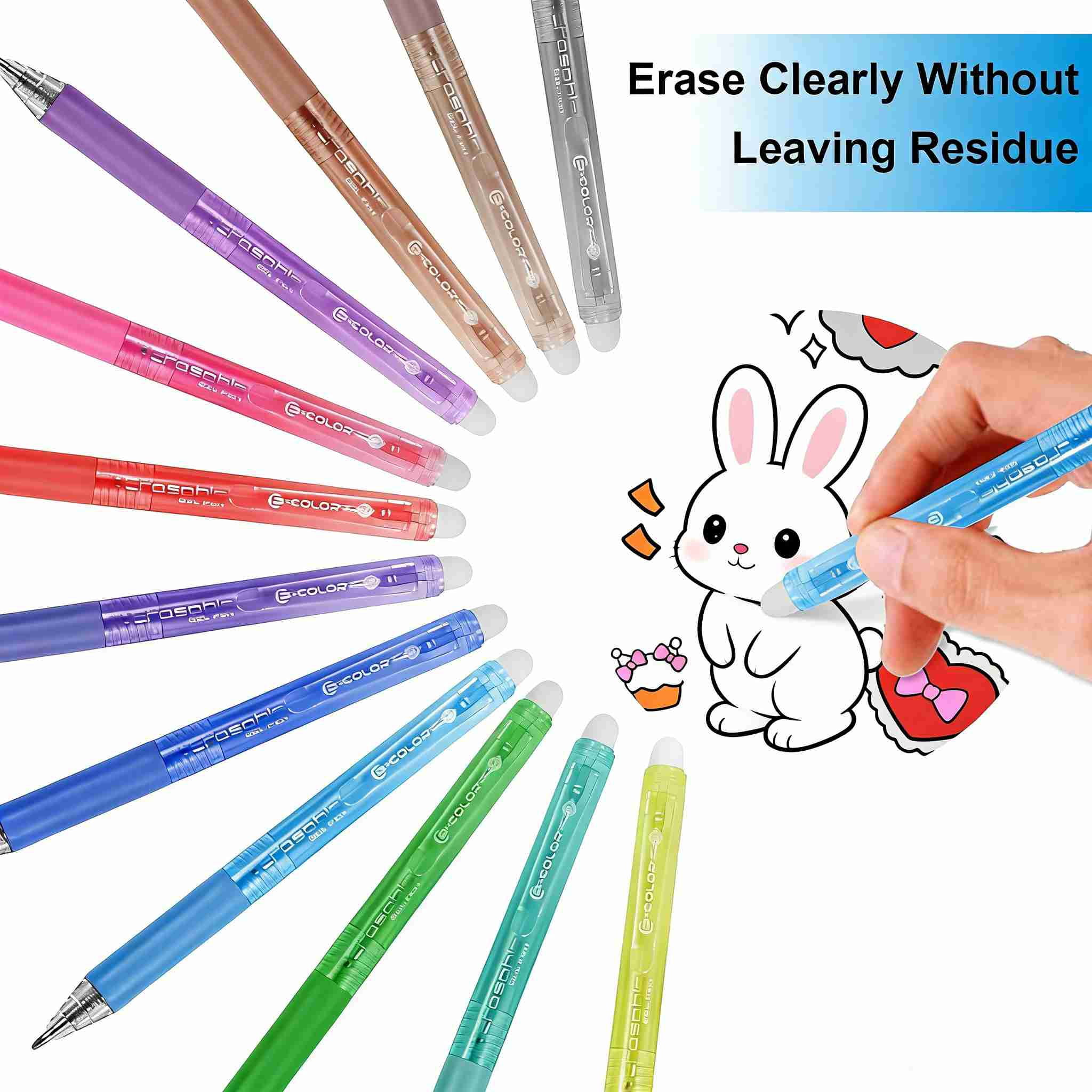 24Pcs Erasable Gel Pens, Retractable Colored Fine Point 0.7 mm, Quick-Drying, Comfort Grip Writing Pens for Drawing, Writing, Planning, and Crossword Puzzles (24 Colors)