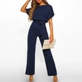 thumbnail image 2 of Giftesty Women Short Sleeve Playsuit Clubwear Straight Leg Jumpsuit With Belt, 2 of 9