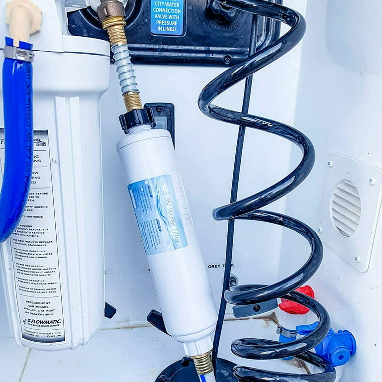 RV Water Filter with Flexible Hose Adapter - RecPro