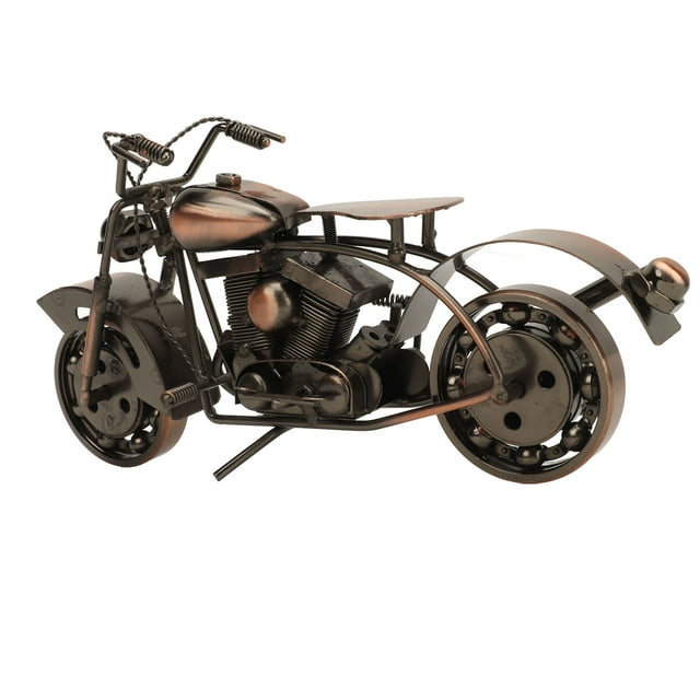 Modèle de Moto en Métal, Roues Rotatives Modèle de Moto Vintage Art en Fer pour le Bureau